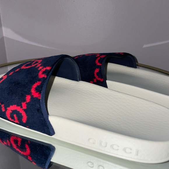 Gucci Shoes - Gucci Velvet GG Monogram Slide Sandals